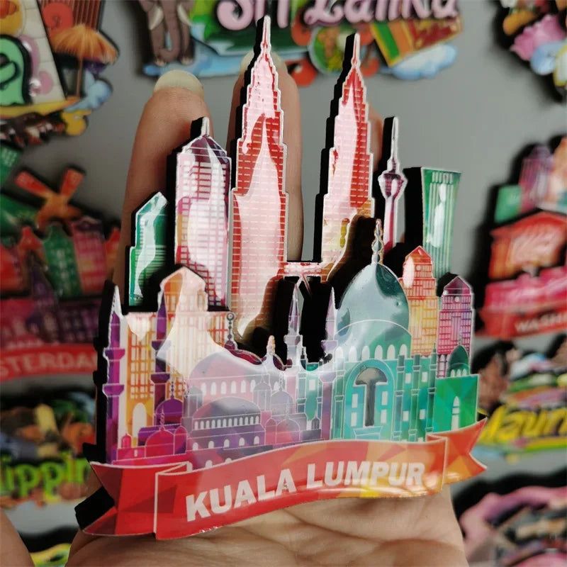 Cuba  SriLanka Mexico Turkey India Italy Netherlands Puerto Rico Malaysia Mauritius USA Philippines Magnetic Wood Fridge sticker - Grand Goldman