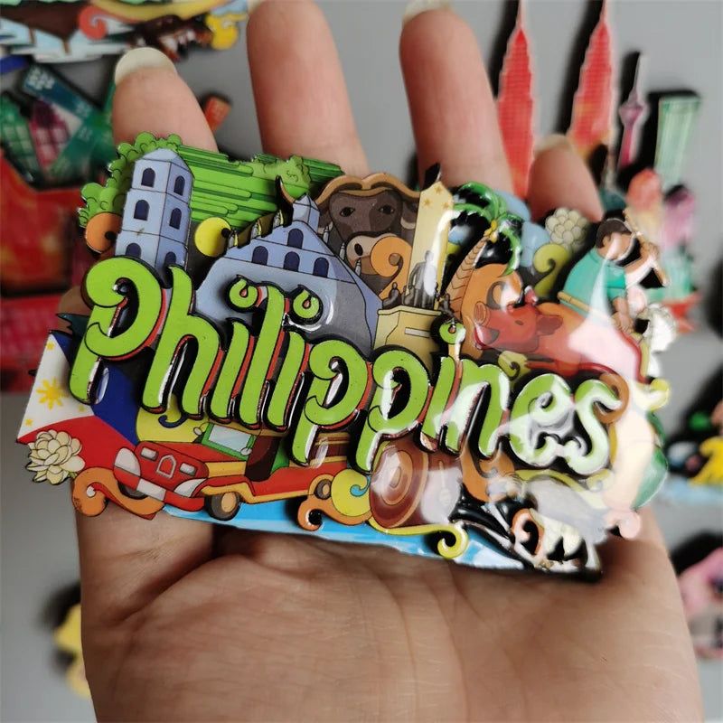 Cuba  SriLanka Mexico Turkey India Italy Netherlands Puerto Rico Malaysia Mauritius USA Philippines Magnetic Wood Fridge sticker - Grand Goldman