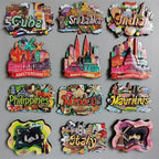 Cuba  SriLanka Mexico Turkey India Italy Netherlands Puerto Rico Malaysia Mauritius USA Philippines Magnetic Wood Fridge sticker - Grand Goldman