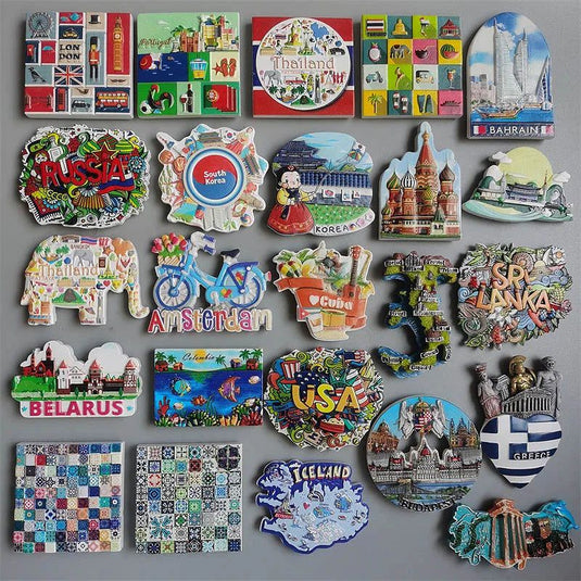 Cuba Thailand Russia Fridge Magnet USA Arab Bahrain Italy Turkey Sri Lanka Budapest London Belarus Refrigerator Magnetic Sticker - Grand Goldman