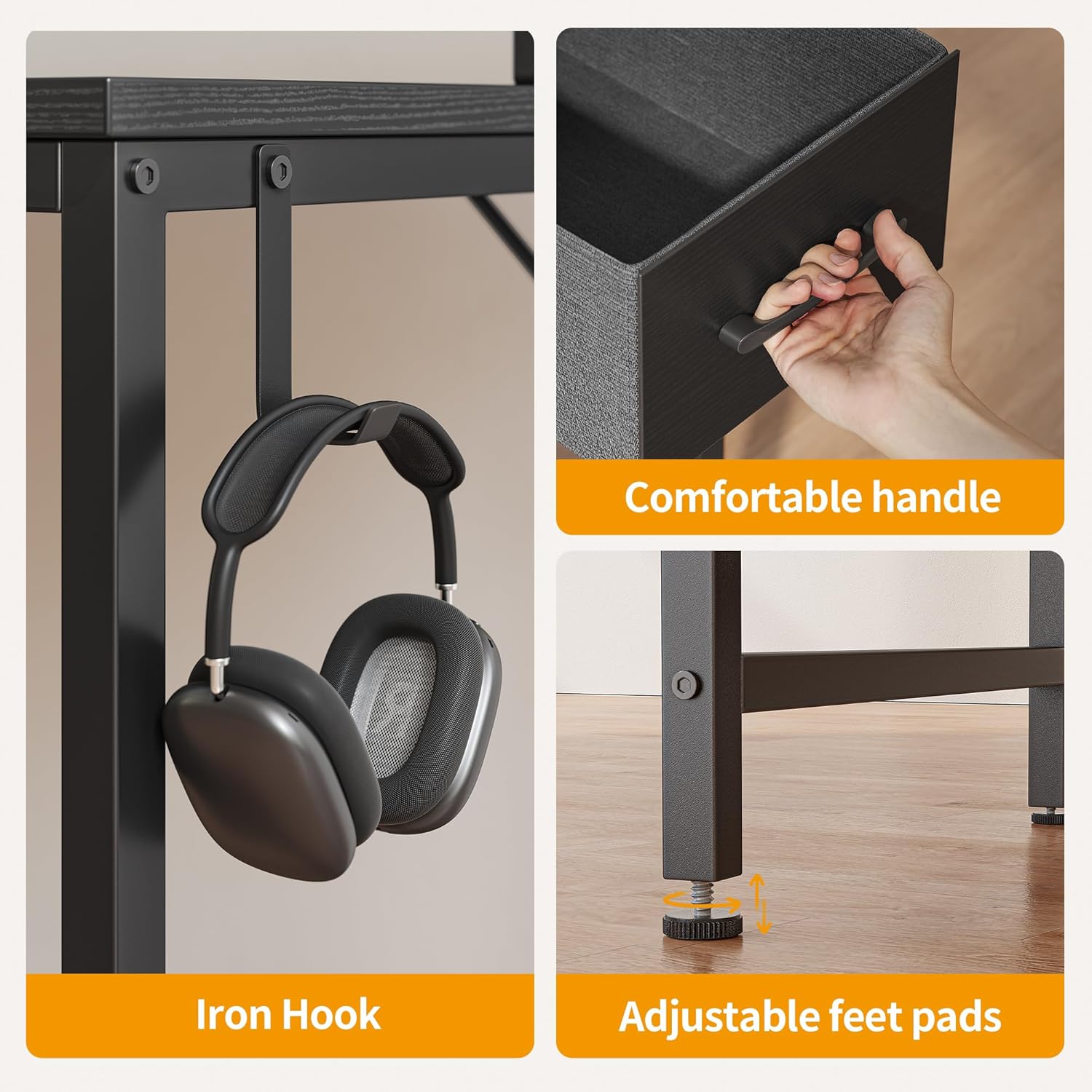 CubiCubi Computer Desk with 2 Drawers, 40 Inch Small Home Office Desk Study Writing Table, Rustic Brown - Grand Goldman