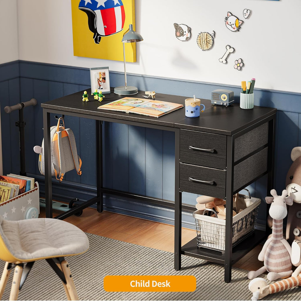 CubiCubi Computer Desk with 2 Drawers, 40 Inch Small Home Office Desk Study Writing Table, Rustic Brown - Grand Goldman