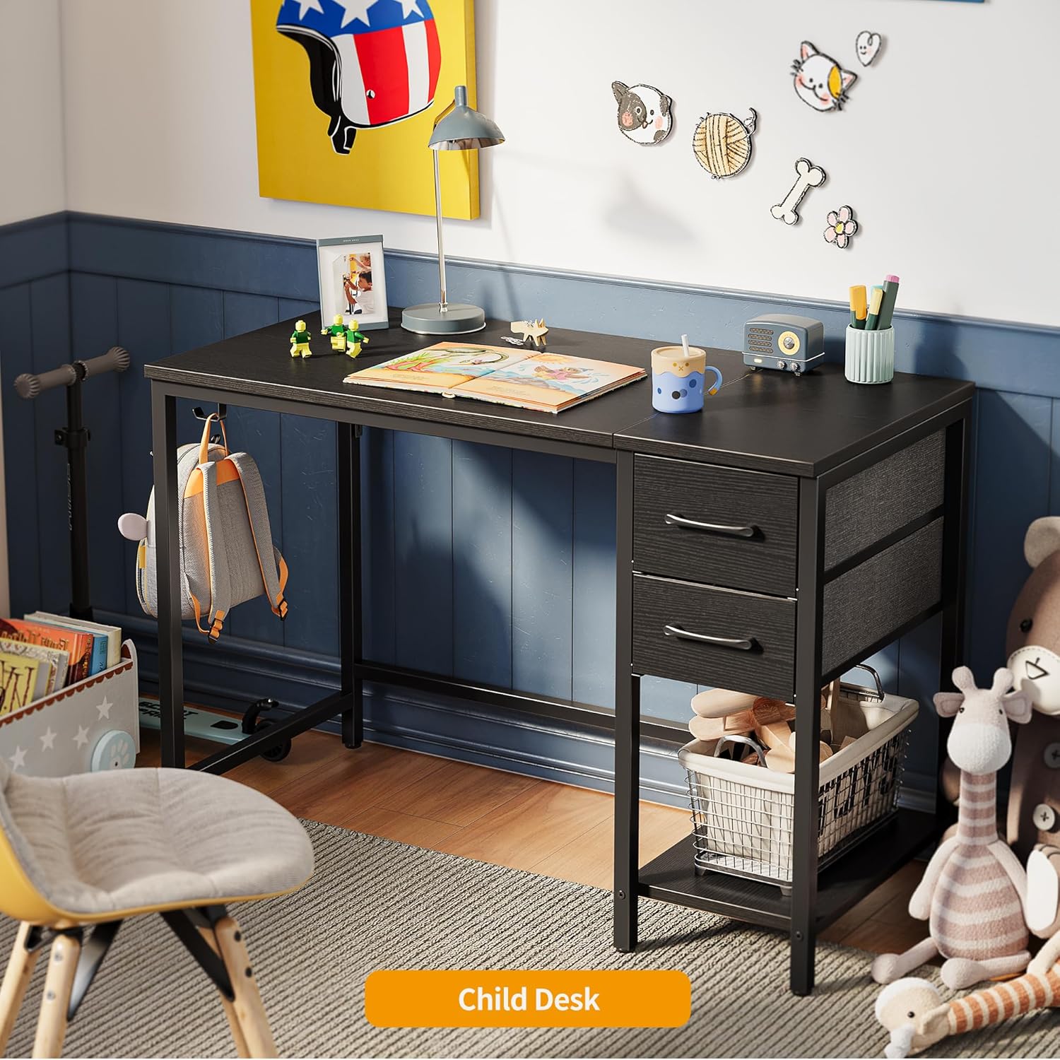 CubiCubi Computer Desk with 2 Drawers, 40 Inch Small Home Office Desk Study Writing Table, Rustic Brown - Grand Goldman