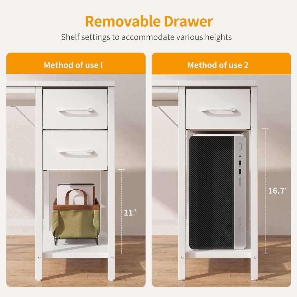 CubiCubi Computer Desk with 2 Drawers, 40 Inch Small Home Office Desk Study Writing Table, Rustic Brown - Grand Goldman