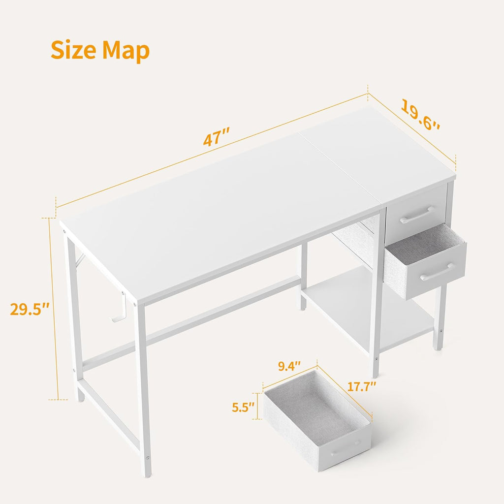 CubiCubi Computer Desk with 2 Drawers, 40 Inch Small Home Office Desk Study Writing Table, Rustic Brown - Grand Goldman