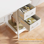 CubiCubi Computer Desk with 2 Drawers, 40 Inch Small Home Office Desk Study Writing Table, Rustic Brown - Grand Goldman