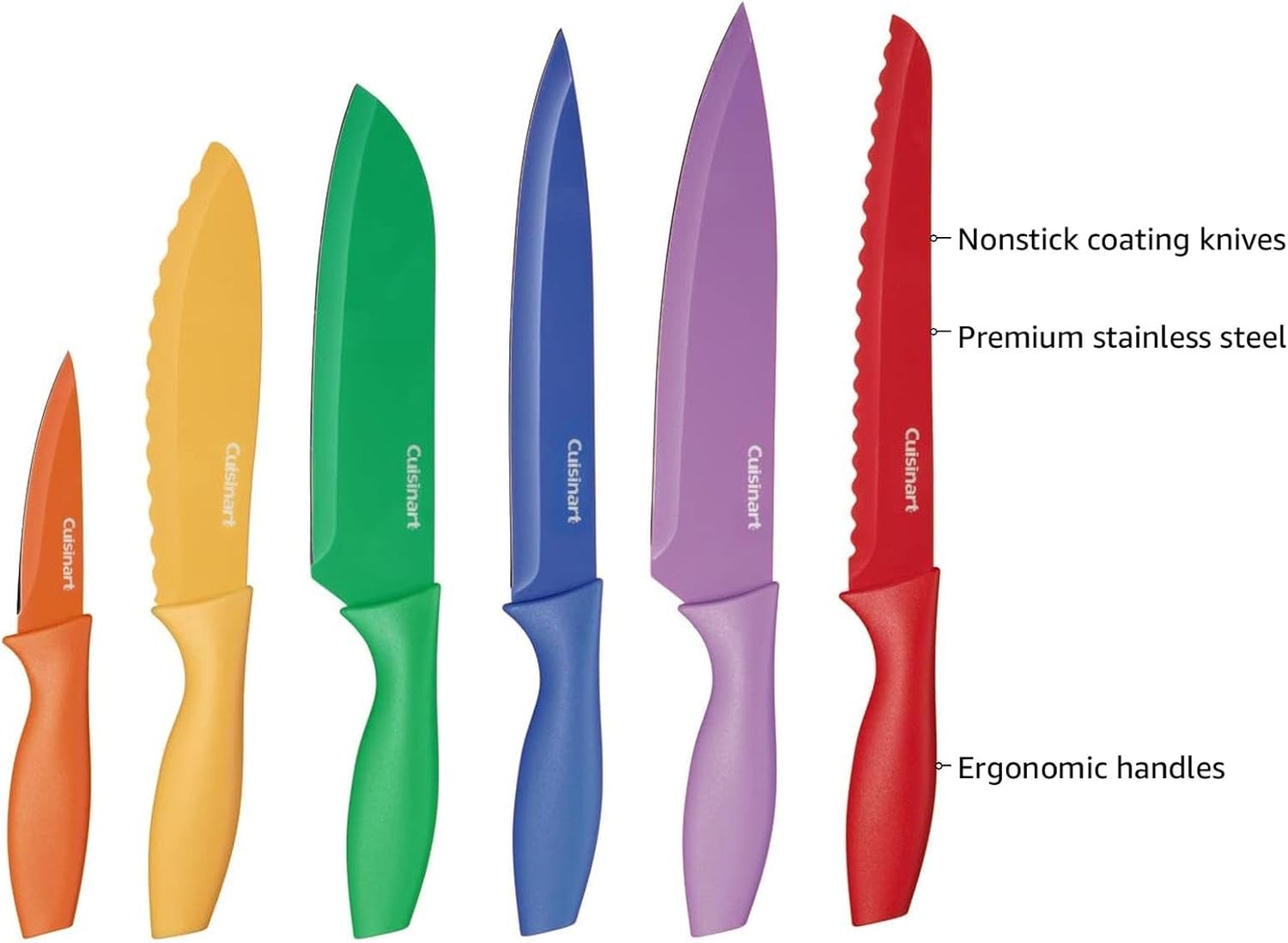 Cuisinart 12-Piece Kitchen Knife Set, Multicolor Advantage Cutlery, C55-01-12PCKS - Grand Goldman