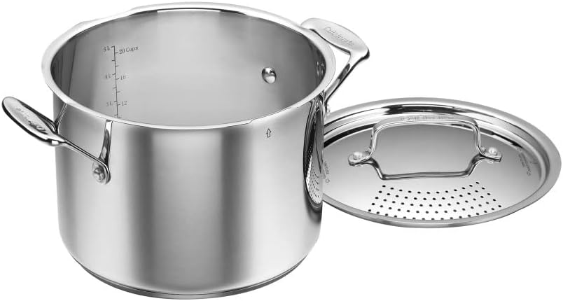 Cuisinart 766S-22 6 Qt. Stainless Steel Pasta Pot w/Straining Cover Chef's-Classic-Stainless-Cookware-Collection, 6-Quart - Grand Goldman