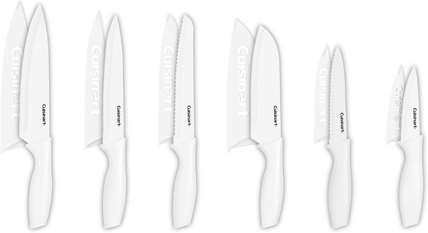 Cuisinart Knife Set, 12pc Ceramic Coated Knife Set with 6 Blades & 6 Blade Guards, Lightweight, Stainless Steel, Durable & Dishwasher Safe (Black) - Grand Goldman