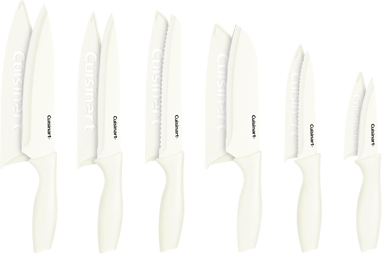 Cuisinart Knife Set, 12pc Ceramic Coated Knife Set with 6 Blades & 6 Blade Guards, Lightweight, Stainless Steel, Durable & Dishwasher Safe (Black) - Grand Goldman