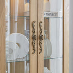 Curio Cabinet 71" Lighted Glass Display Cabinet, Display Curio Cabinet with Adjustable Glass Shelves Vintage, China Cabinet Light Bulb Included, Curio Storage Cabinet & 6 Shelves(Dark Oak) - Grand Goldman