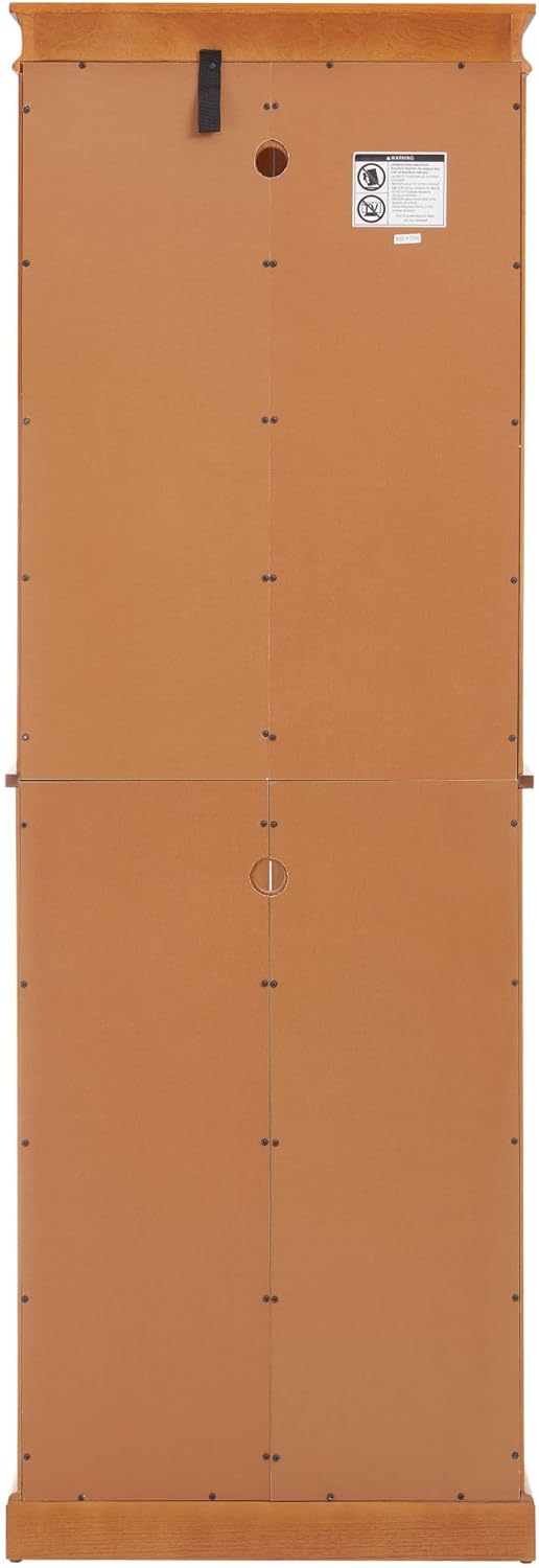 Curio Cabinet 71" Lighted Glass Display Cabinet, Display Curio Cabinet with Adjustable Glass Shelves Vintage, China Cabinet Light Bulb Included, Curio Storage Cabinet & 6 Shelves(Dark Oak) - Grand Goldman