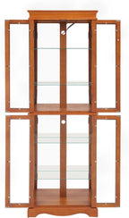 Curio Cabinet 71" Lighted Glass Display Cabinet, Display Curio Cabinet with Adjustable Glass Shelves Vintage, China Cabinet Light Bulb Included, Curio Storage Cabinet & 6 Shelves(Dark Oak) - Grand Goldman