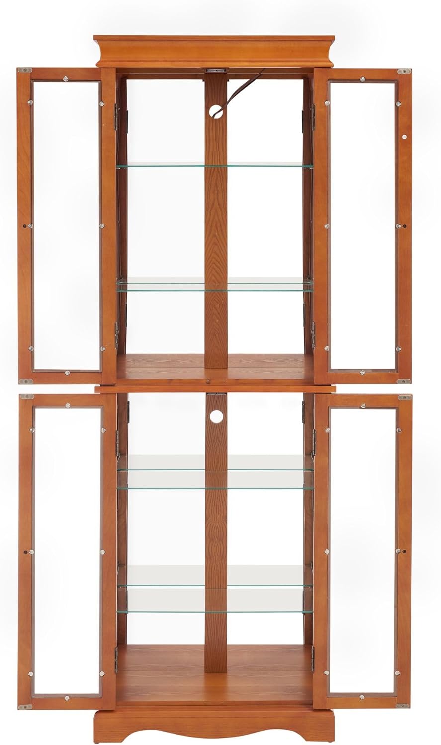 Curio Cabinet 71" Lighted Glass Display Cabinet, Display Curio Cabinet with Adjustable Glass Shelves Vintage, China Cabinet Light Bulb Included, Curio Storage Cabinet & 6 Shelves(Dark Oak) - Grand Goldman