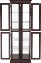 Curio Cabinet 71" Lighted Glass Display Cabinet, Display Curio Cabinet with Adjustable Glass Shelves Vintage, China Cabinet Light Bulb Included, Curio Storage Cabinet & 6 Shelves(Dark Oak) - Grand Goldman