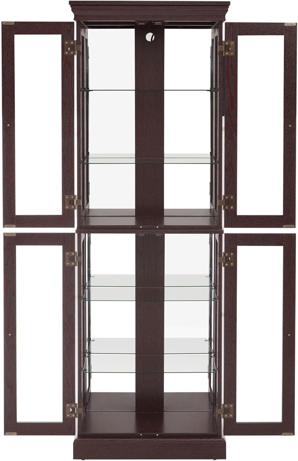 Curio Cabinet 71" Lighted Glass Display Cabinet, Display Curio Cabinet with Adjustable Glass Shelves Vintage, China Cabinet Light Bulb Included, Curio Storage Cabinet & 6 Shelves(Dark Oak) - Grand Goldman