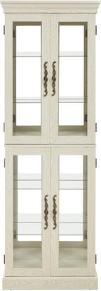 Curio Cabinet 71" Lighted Glass Display Cabinet, Display Curio Cabinet with Adjustable Glass Shelves Vintage, China Cabinet Light Bulb Included, Curio Storage Cabinet & 6 Shelves(Dark Oak) - Grand Goldman