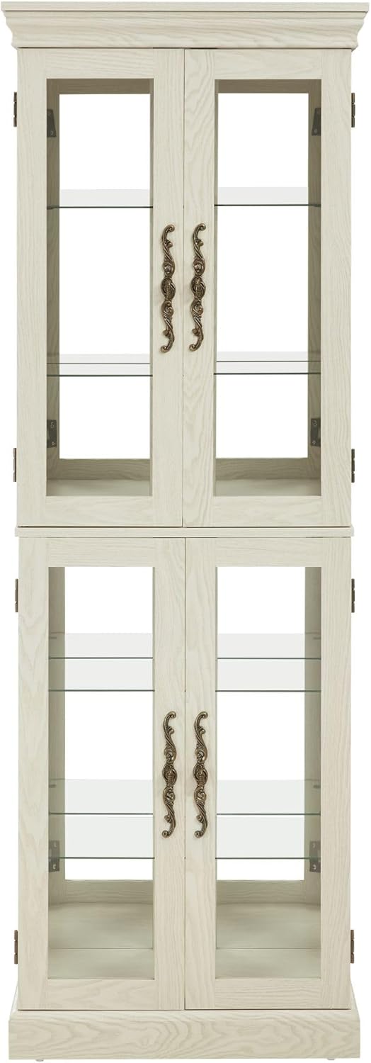 Curio Cabinet 71" Lighted Glass Display Cabinet, Display Curio Cabinet with Adjustable Glass Shelves Vintage, China Cabinet Light Bulb Included, Curio Storage Cabinet & 6 Shelves(Dark Oak) - Grand Goldman