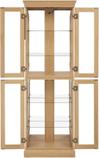 Curio Cabinet 71" Lighted Glass Display Cabinet, Display Curio Cabinet with Adjustable Glass Shelves Vintage, China Cabinet Light Bulb Included, Curio Storage Cabinet & 6 Shelves(Dark Oak) - Grand Goldman