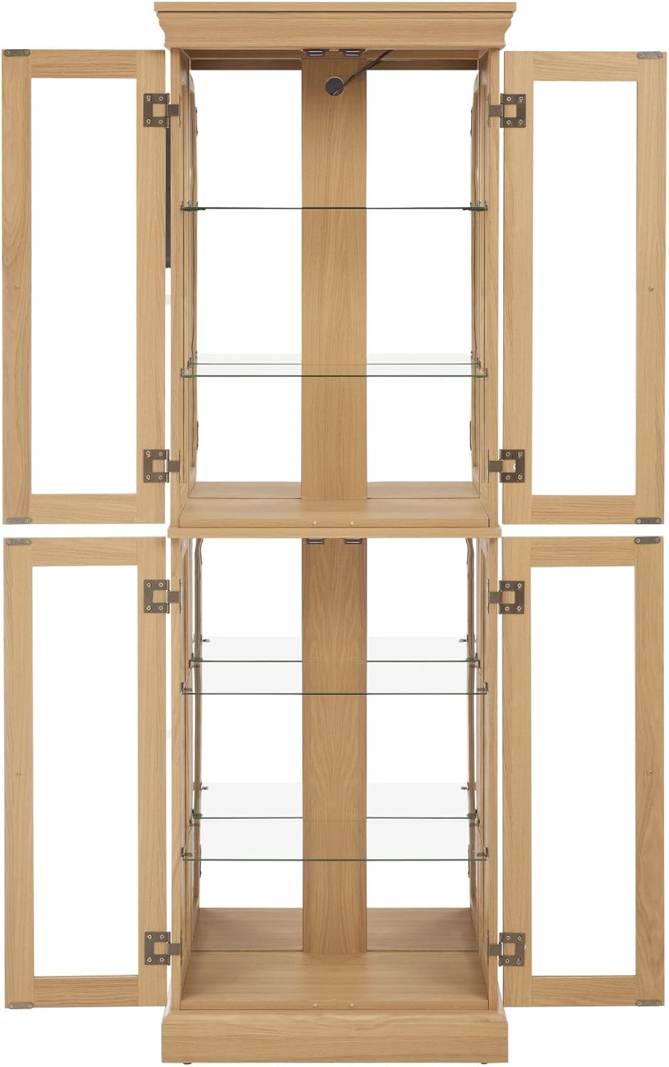 Curio Cabinet 71" Lighted Glass Display Cabinet, Display Curio Cabinet with Adjustable Glass Shelves Vintage, China Cabinet Light Bulb Included, Curio Storage Cabinet & 6 Shelves(Dark Oak) - Grand Goldman