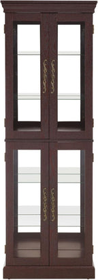 Curio Cabinet 71" Lighted Glass Display Cabinet, Display Curio Cabinet with Adjustable Glass Shelves Vintage, China Cabinet Light Bulb Included, Curio Storage Cabinet & 6 Shelves(Dark Oak) - Grand Goldman