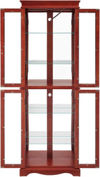 Curio Cabinet 71" Lighted Glass Display Cabinet, Display Curio Cabinet with Adjustable Glass Shelves Vintage, China Cabinet Light Bulb Included, Curio Storage Cabinet & 6 Shelves(Dark Oak) - Grand Goldman
