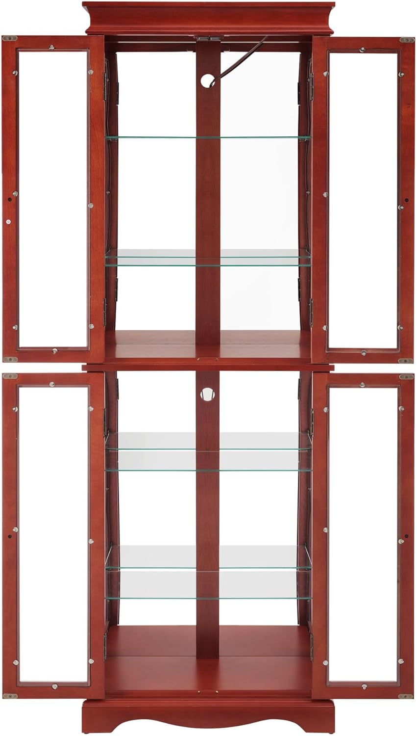 Curio Cabinet 71" Lighted Glass Display Cabinet, Display Curio Cabinet with Adjustable Glass Shelves Vintage, China Cabinet Light Bulb Included, Curio Storage Cabinet & 6 Shelves(Dark Oak) - Grand Goldman