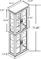 Curio Cabinet 71" Lighted Glass Display Cabinet, Display Curio Cabinet with Adjustable Glass Shelves Vintage, China Cabinet Light Bulb Included, Curio Storage Cabinet & 6 Shelves(Dark Oak) - Grand Goldman