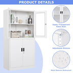 Curio Cabinet Glass Display Cabinet with Glass Door & 4 Adjustable Shelves, 71" Tall Metal Storage Cabinet,Freestanding Black Bookshelf Bookcase Liquor Cabinet for Home Living Room Pantry - Grand Goldman