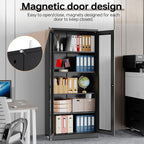 Curio Cabinet Glass Display Cabinet with Glass Door & 4 Adjustable Shelves, 71" Tall Metal Storage Cabinet,Freestanding Black Bookshelf Bookcase Liquor Cabinet for Home Living Room Pantry - Grand Goldman