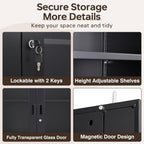 Curio Cabinet Glass Display Cabinet with Glass Door & 4 Adjustable Shelves, 71" Tall Metal Storage Cabinet,Freestanding Black Bookshelf Bookcase Liquor Cabinet for Home Living Room Pantry - Grand Goldman