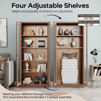 Curio Cabinet Glass Display Cabinet with Glass Door & 4 Adjustable Shelves, 71" Tall Metal Storage Cabinet,Freestanding Black Bookshelf Bookcase Liquor Cabinet for Home Living Room Pantry - Grand Goldman