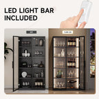 Curio Cabinet Glass Display Cabinet with Glass Door & 4 Adjustable Shelves, 71" Tall Metal Storage Cabinet,Freestanding Black Bookshelf Bookcase Liquor Cabinet for Home Living Room Pantry - Grand Goldman