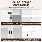 Curio Cabinet Glass Display Cabinet with Glass Door & 4 Adjustable Shelves, 71" Tall Metal Storage Cabinet,Freestanding Black Bookshelf Bookcase Liquor Cabinet for Home Living Room Pantry - Grand Goldman