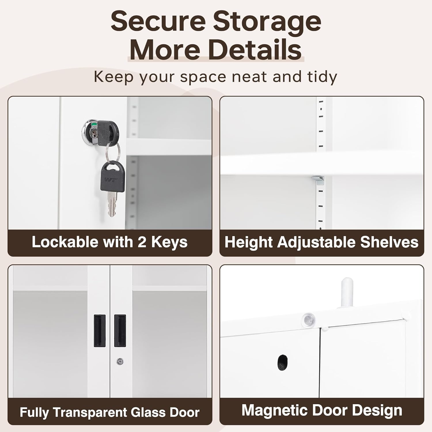 Curio Cabinet Glass Display Cabinet with Glass Door & 4 Adjustable Shelves, 71" Tall Metal Storage Cabinet,Freestanding Black Bookshelf Bookcase Liquor Cabinet for Home Living Room Pantry - Grand Goldman