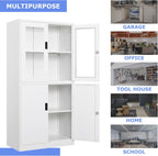 Curio Cabinet Glass Display Cabinet with Glass Door & 4 Adjustable Shelves, 71" Tall Metal Storage Cabinet,Freestanding Black Bookshelf Bookcase Liquor Cabinet for Home Living Room Pantry - Grand Goldman