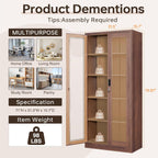 Curio Cabinet Glass Display Cabinet with Glass Door & 4 Adjustable Shelves, 71" Tall Metal Storage Cabinet,Freestanding Black Bookshelf Bookcase Liquor Cabinet for Home Living Room Pantry - Grand Goldman