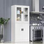 Curio Cabinet Glass Display Cabinet with Glass Door & 4 Adjustable Shelves, 71" Tall Metal Storage Cabinet,Freestanding Black Bookshelf Bookcase Liquor Cabinet for Home Living Room Pantry - Grand Goldman