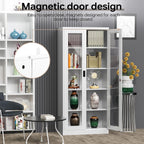 Curio Cabinet Glass Display Cabinet with Glass Door & 4 Adjustable Shelves, 71" Tall Metal Storage Cabinet,Freestanding Black Bookshelf Bookcase Liquor Cabinet for Home Living Room Pantry - Grand Goldman