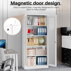 Curio Cabinet Glass Display Cabinet with Glass Door & 4 Adjustable Shelves, 71" Tall Metal Storage Cabinet,Freestanding Black Bookshelf Bookcase Liquor Cabinet for Home Living Room Pantry - Grand Goldman