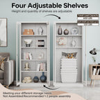 Curio Cabinet Glass Display Cabinet with Glass Door & 4 Adjustable Shelves, 71" Tall Metal Storage Cabinet,Freestanding Black Bookshelf Bookcase Liquor Cabinet for Home Living Room Pantry - Grand Goldman