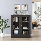 Curio Cabinet Glass Display Cabinet with Glass Door & 4 Adjustable Shelves, 71" Tall Metal Storage Cabinet,Freestanding Black Bookshelf Bookcase Liquor Cabinet for Home Living Room Pantry - Grand Goldman