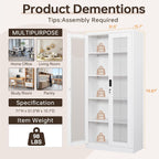 Curio Cabinet Glass Display Cabinet with Glass Door & 4 Adjustable Shelves, 71" Tall Metal Storage Cabinet,Freestanding Black Bookshelf Bookcase Liquor Cabinet for Home Living Room Pantry - Grand Goldman