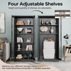 Curio Cabinet Glass Display Cabinet with Glass Door & 4 Adjustable Shelves, 71" Tall Metal Storage Cabinet,Freestanding Black Bookshelf Bookcase Liquor Cabinet for Home Living Room Pantry - Grand Goldman