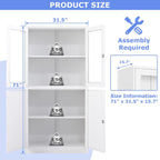 Curio Cabinet Glass Display Cabinet with Glass Door & 4 Adjustable Shelves, 71" Tall Metal Storage Cabinet,Freestanding Black Bookshelf Bookcase Liquor Cabinet for Home Living Room Pantry - Grand Goldman