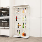 Curio Cabinet Glass Display Case for Collectibles with Door, 4 Display Shelves Showcase, 64.2”Hx16.9''Lx 14.6''W Black - Grand Goldman