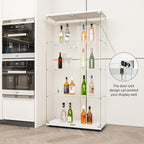 Curio Cabinet Glass Display Case for Collectibles with Door, 4 Display Shelves Showcase, 64.2”Hx16.9''Lx 14.6''W Black - Grand Goldman