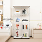 Curio Cabinet Glass Display Case for Collectibles with Door, 4 Display Shelves Showcase, 64.2”Hx16.9''Lx 14.6''W Black - Grand Goldman