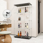 Curio Cabinet Glass Display Case for Collectibles with Door, 4 Display Shelves Showcase, 64.2”Hx16.9''Lx 14.6''W Black - Grand Goldman