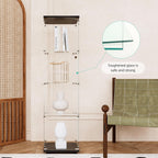 Curio Cabinet Glass Display Case for Collectibles with Door, 4 Display Shelves Showcase, 64.2”Hx16.9''Lx 14.6''W Black - Grand Goldman